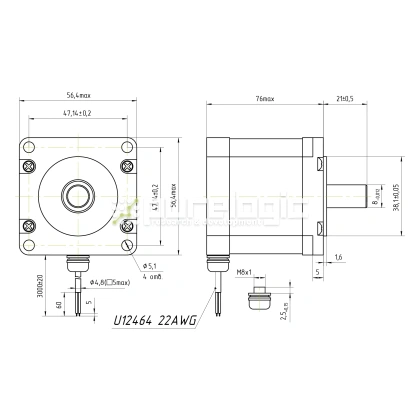 Двигатель шаговый PL57H76-D8-IP64 фото